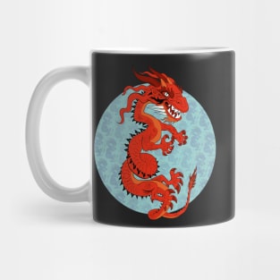 Red Dragon on Teal Mug